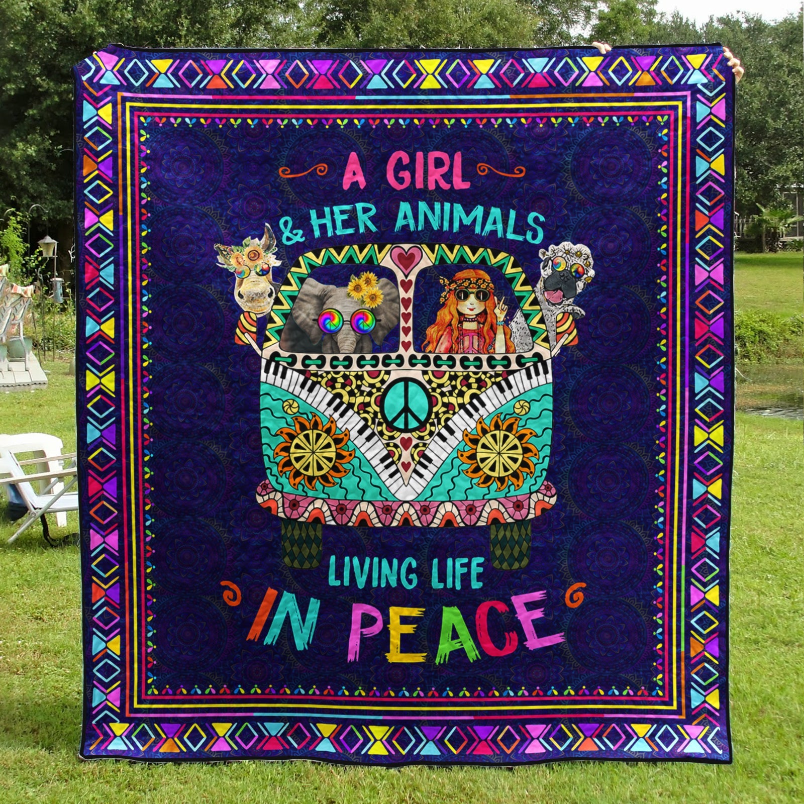 A Girl And Her Animal Living Life In Peace Art Quilt Romantic Christmas Gifts